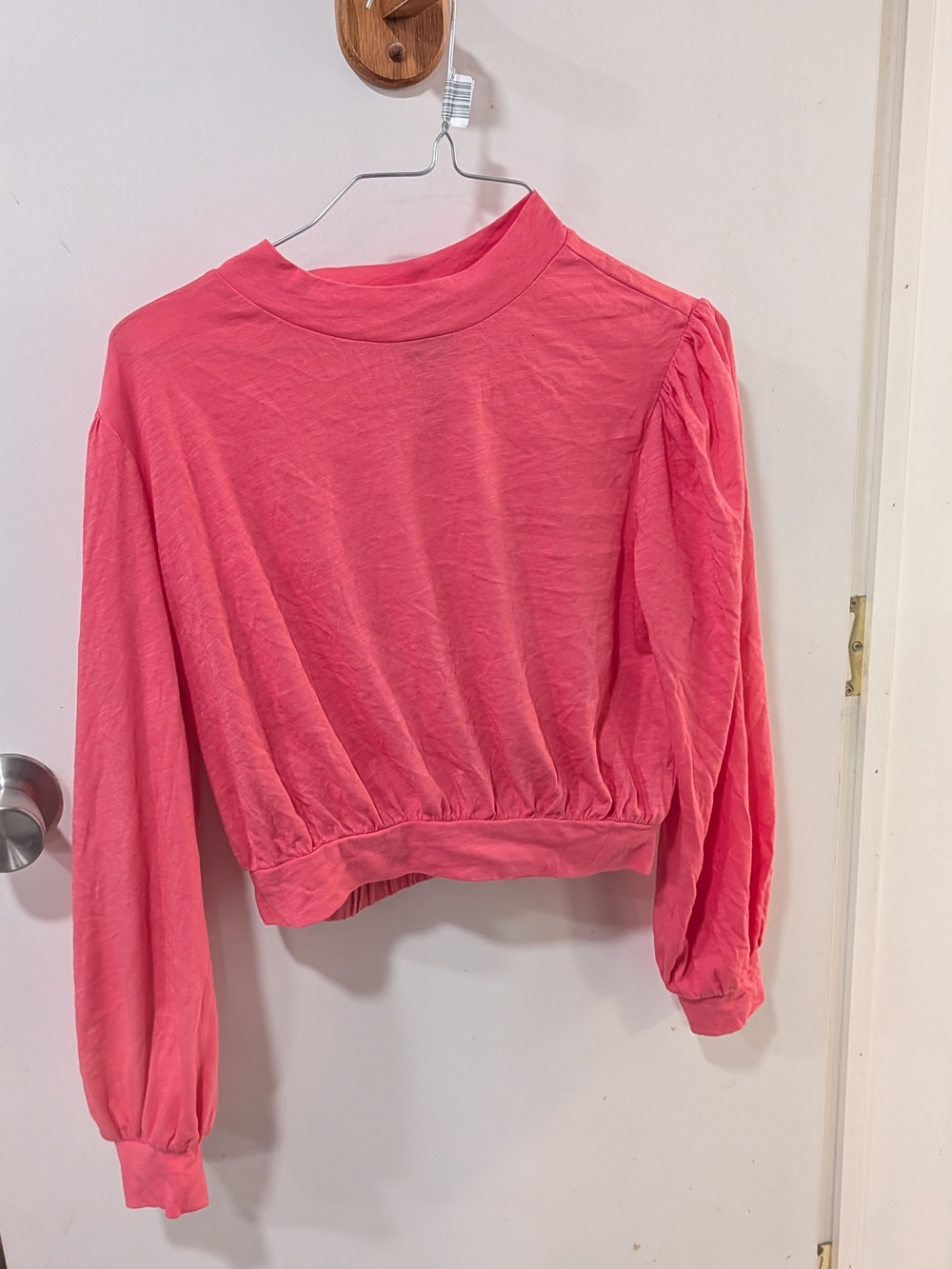 Mono B Coral Long-Sleeve Cropped Pullover